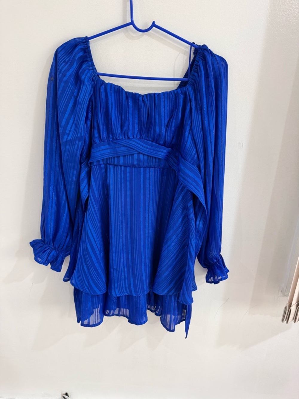 Royal Blue Sheer Peasant dress
